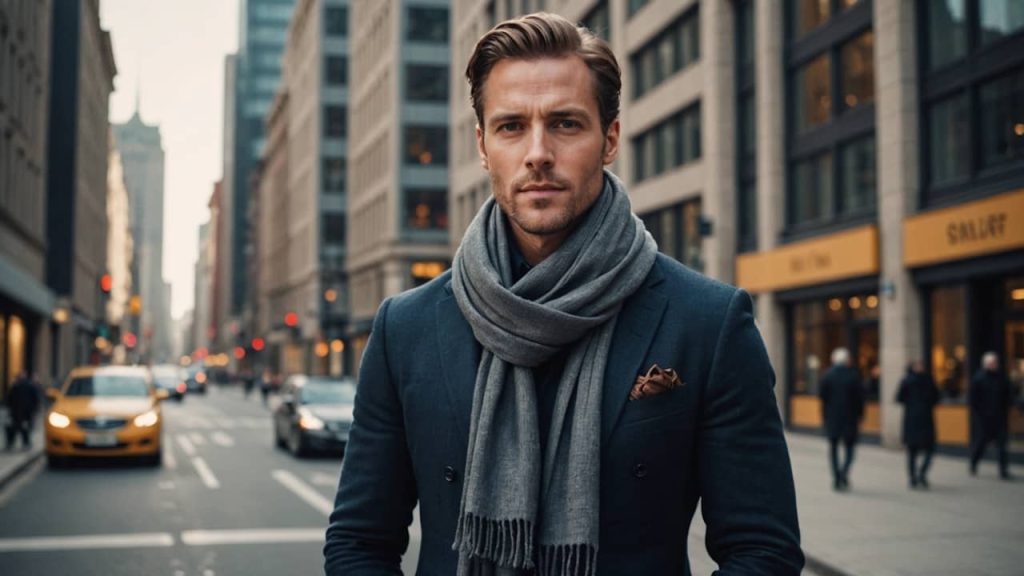 homme avec une écharpe en laine